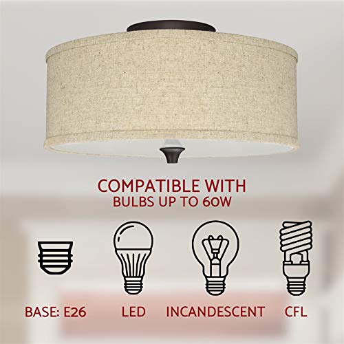 Kira Home Newport 14 Modern 2 Light Semi Flush Mount Ceiling