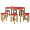 Manhattan Comfort Stillwell Modern Rustic Pine Wood Rectangle Dining Table And Chair Set Red 0 100x100