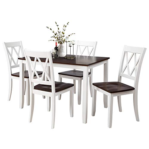 Merax Dining Table Set Kitchen, White Dining Table Set For 4