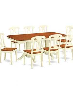 NAKE9 WHI W 9 Pc Dining Set Table With Leaf And 8 Dining Chairs 0 300x360