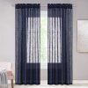 NICETOWN Living Room Sheer Curtains Rod Pocket Faux Linen Translucent Privacy With Light Filtering Sheer Panels Vertical Drapes For HallVillaCottage Dark Blue 52 X 84 1 Pair 0 100x100