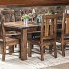 New Hickory Wholesale Amish Santa Fe 7 Pc Solid Rough Sawn Wood Dining Table Set Stained Almond 0 100x100