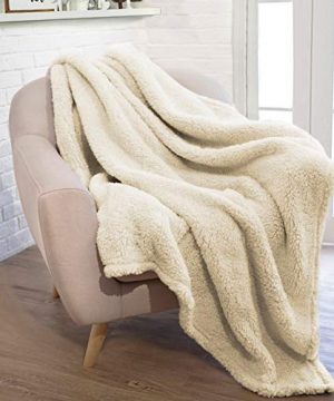 PAVILIA Plush Sherpa Throw Blanket For Couch Sofa Fluffy Microfiber Fleece Throw Soft Fuzzy Cozy Lightweight Solid Latte Cream Blanket 50 X 60 Inches 0 300x360