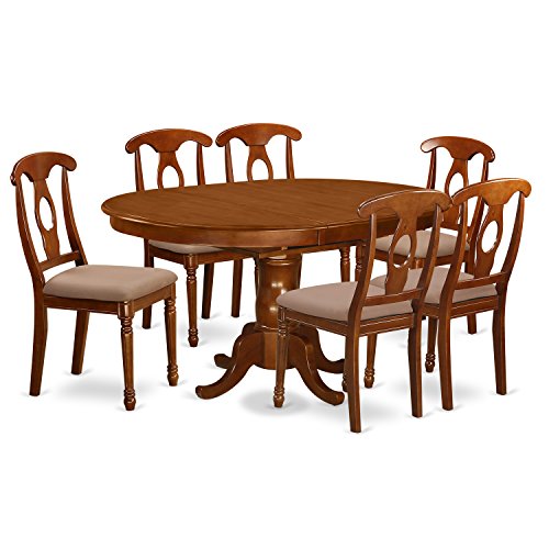 PONA7 SBR C 7 Pc Dining Room Set And Oval Dining Table With Leaf And 6 Dining Chairs 0