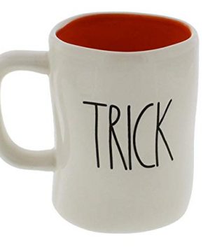 Rae Dunn Magenta TRICK TREAT Halloween Mug Coffee Tea Orange Interior Cup 0 300x360