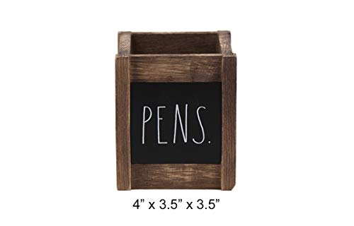 Rae Dunn Pencil Holder Cup Wooden Pen And Office Supplies Desktop Organizer Caddy For Office Accessories Great For Home School Classroom Work Square Design 0 0
