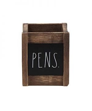 Rae Dunn Pencil Holder Cup Wooden Pen And Office Supplies Desktop Organizer Caddy For Office Accessories Great For Home School Classroom Work Square Design 0 300x360
