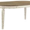 Signature Design By Ashley Realyn Oval Dining Room Extention Table Casual Style Chipped White 0 100x100