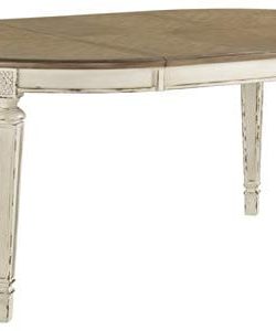 Signature Design By Ashley Realyn Oval Dining Room Extention Table Casual Style Chipped White 0 250x300