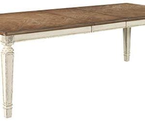 Signature Design By Ashley Realyn Rectangular Dining Room Extention Table Casual Style Chipped White 0 300x251