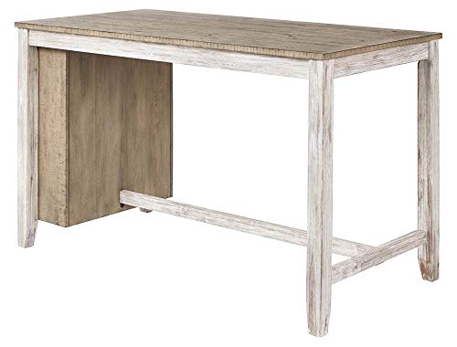 Signature Design By Ashley Skempton Rectangular Counter Table With Storage Casual Style Antique White 0 0