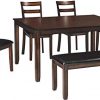 Signature Design By Ashley Coviar Dining Room Table And Chairs With Bench Set Of 6 Brown 0 100x100