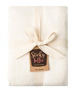 Sticky Toffee Woven Cotton Lightweight Throw Blanket Warm And Soft Blanket For Couch Sofa And Bed Ivory Cream 60 In X 50 In 0 300x360