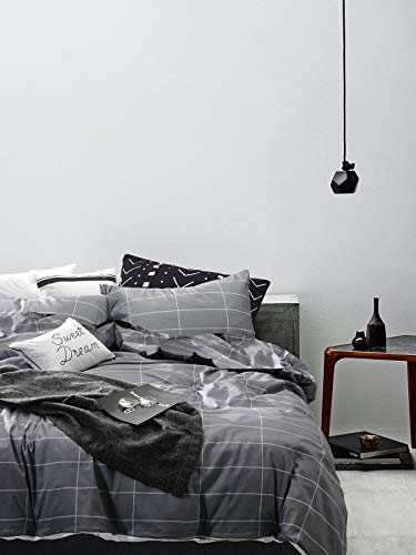 Wake In Cloud Gray Grid Comforter Set, Grid Bedding Twin