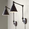 Wray Modern Industrial Up Down Swing Arm Wall Lights Set Of 2 Lamps Dark Bronze Sconce For Bedroom Reading 360 Lighting 0 100x100