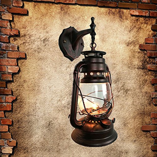 Rustic Antique Industrial Vintage Retro Lantern Wall Lamp Sconce Light    L R R 