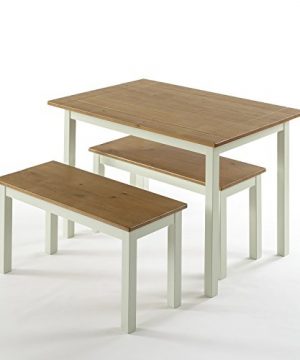 Zinus Becky Farmhouse Dining Table With Two Benches 3 Piece Set 0 300x360