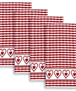 Cackleberry Home Laurel Hearts Terrycloth Kitchen Towels Set Of 4 Red 0 300x360