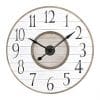 Creative Co Op 36 Inch Round White Brown Distressed Wood Slat Clock White 0 100x100