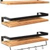 Creativefine Floating Shelves Wall Mounted Set Of 3 Rustic Solid Wood Wall Shelf For Farmhouse Style Bedroom Living Room Kitchen Pine 0 100x100