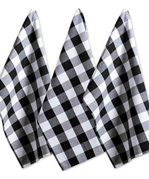 DII Cotton Buffalo Check Plaid Dish Towels 20x30 Set Of 3 Monogrammable Oversized Kitchen Towels For Drying Cleaning Cooking Baking Black White 0 300x360