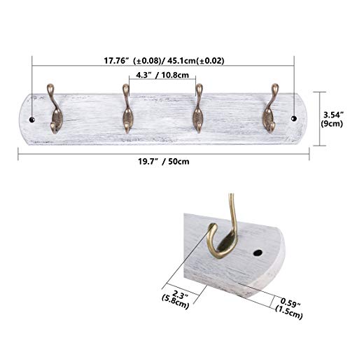 DOKEHOM 4 Antique Brass Hooks Available 4 And 6 Hooks On Natural Pine Wooden Board Coat Rack Hanger Mail Box Packing Retro White 0 0