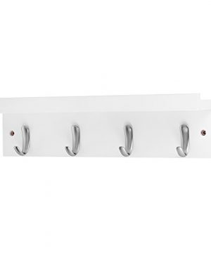 DOKEHOM 4 Satin Nickel Hooks 4 Colors On Wooden Board With Shelf Coat Rack Hanger Mail Box Packing White 0 300x360
