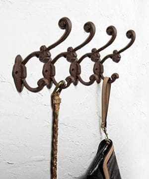 Decorative Rustic Wall Hooks Shabby Chic Set Of 4 Wall Mounted Hooks For Coats Bags Towels And More Vintage Hooks For Farmhouse Dcor Sturdy Cast Iron Hooks In Rustic Brown Color 0 300x360