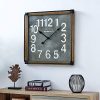 FirsTime Co Liam Industrial Square Wall Clock 24H X 24W Metallic Gray White Black Antique Brown 0 100x100