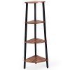 Giantex 4 Tier Corner Shelf Industrial Multipurpose Bookcase Home Or Office Storage Rack Wood Plant Stand With Metal Frame Rustic Brown 0 100x100
