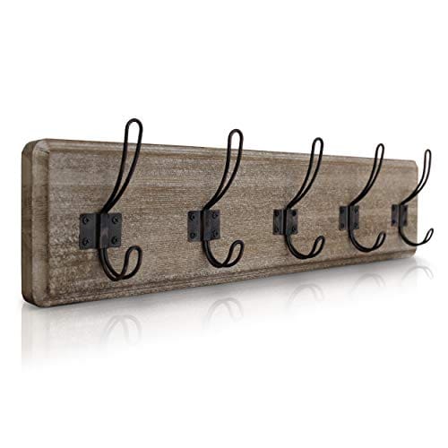 Brown Rustic Coat Rack Perfect Touch for Your Entryway Bathroom Kitchen to Hang Coat Clothes Hat Purse Bag Towel Robes Wall Mounted Coat Hook with 4 Farmhouse Hooks Solid Pine Wood