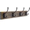 IBosins Wall Mounted Coat Rack Entryway Hanging Coat Rack Metal Wood Coat Rack With 4 Black Literary Rustic Hooks Rail For Coat Scarf Bag Towel Key Cap Cup Hat 0 100x100