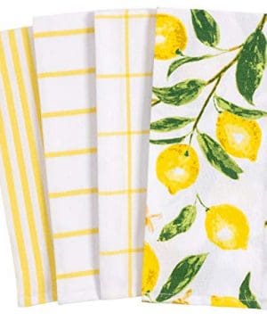 KAF Home Pantry Lemons All Over Kitchen Dish Towel Set Of 4 100 Percent Cotton 18 X 28 Inch 0 300x360