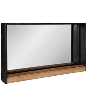 Kate And Laurel Mehta Casual Modern Farmhouse Metal Frame Mirror With Wood Shelf Rustic Brown 0 300x360