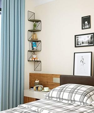 5 Floating Shelves Corner Wall Mount Wood for Bedroom Living Room Office