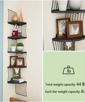 Love KANKEI Corner Shelf Wall Mount Of 5 Tier Rustic Wood Floating Shelves For Bedroom Wall Shelves Living Room Bathroom Kitchen Office And More Weathered Black 0 4 300x360