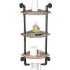 MBQQ Industrial Pipe ShelfRustic Corner Shelves With Towel BarBathroom Shelves Wall Mounted3 Tiered MetalReal Wood Home Decor Floating Shelves 0 100x100