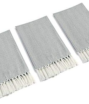 MiasDream Tassels Cotton Hand Face Head Guest Gym Towel Set Peshtemal Washcloth Kitchen Tea Towel Dish Cloth Set 3 Pack 16inch X 24inch Grey 0 300x351