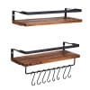 Micup Floating Shelves Wall Mounted Set Of 2 Rustic Wood Storage Shelf For Bathroom Bedroom Kitchen Living Room With Removable Hooks Dark Brown 0 100x100
