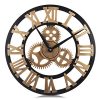 PUMERIT Vintage Gear Wall Clock 3D Retro Non Ticking Wood Clock Rustic Style For Living Room Hotel Restaurant Decoration 157 Inch 0 100x100