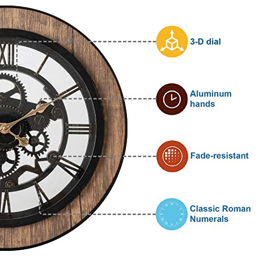 Pacific Bay Bornheim Large Decorative Light Weight 20 Inch Wall Clock Silent Non Ticking 3 D Aluminum Dial Easy To Read Roman Numerals Quartz Battery Operated Glass Face Cover 0 2