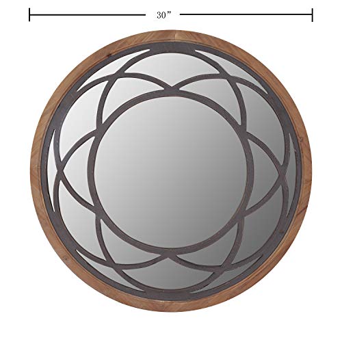 Ritesune Round 30 Inch Wall Mirror Decor Rustic Wood Frame