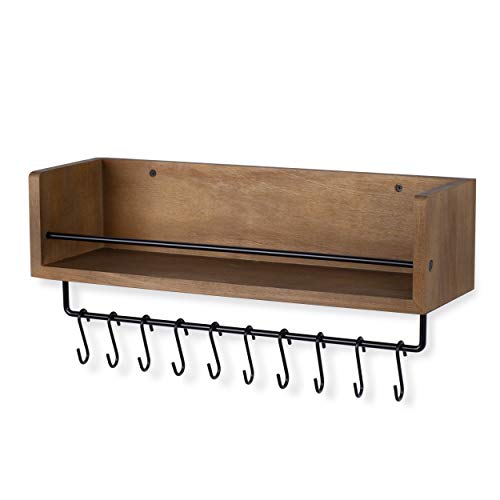 Rustic State William Wall Mount Floating Shelf With Rail And Hooks Farmhouse Design Coffee Mug Holder 10 20 Goals - Wall Mounted Shelves With Hooks Rustic State William Wall Mount Floating Shelf With Rail And Hooks Farmhouse Design Coffee Mug Holder 10 20 Goals - Wall Mounted Shelves With Hooks