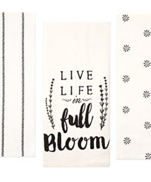 Sticky Toffee Cotton Flour Sack Kitchen Towels Live Life Stripe And Flower Prints 3 Pack 28 In X 29 In 0 300x360