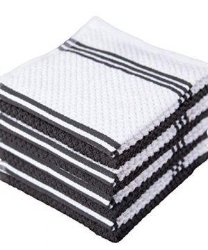 Sticky Toffee Cotton Terry Kitchen Dishcloth 8 Pack 12 In X 12 In Gray Stripe 0 300x360