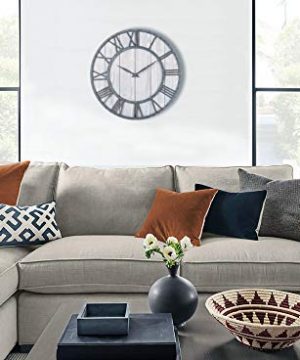 Toright Farm House Metal Solid Wood Wall Clock Kitchen Wall Clock Whitewash 16 Inch 0 4 300x360