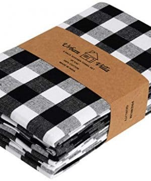 Urban Villa Kitchen Towels Premium Quality100 Cotton Dish TowelsMitered CornersUltra Soft Size 20X30 Inch BlackWhite Highly Absorbent Bar Towels Tea Towels Set Of 6 0 300x360
