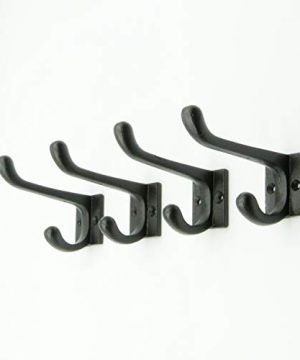 CRAFTSMAN ROAD Vintage Cast Iron Wall Hooks (Black Texture Finish, Set ...