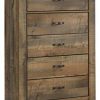 Ashley Furniture Signature Design Trinell Chest 5 Drawers Nailhead Accents Rustic Brown Finish Antiqued Bronze Hardware 0 100x100