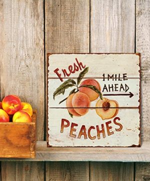 Barnyard Designs Fresh Peaches Retro Vintage Tin Bar Sign Country Home Decor 11 X 11 0 0 300x360